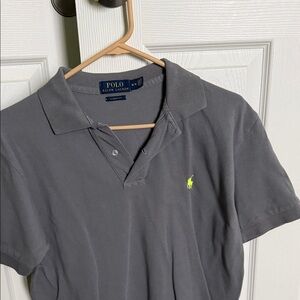 Ralph Lauren Charcoal Polo Shirt with Neon Green Logo